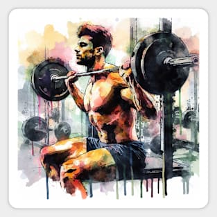 Artistic illustration of a man lifting weights in the gym Magnet